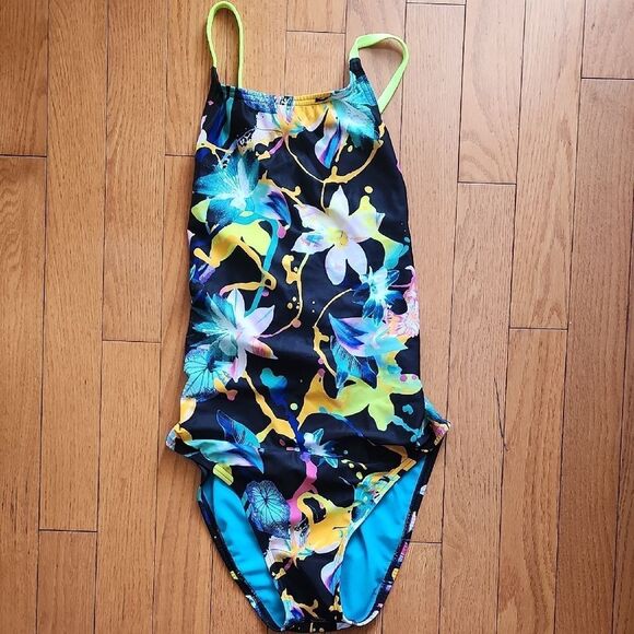 Speedo Yellow and Black One Piece Swimsuit - Picture 1 of 4